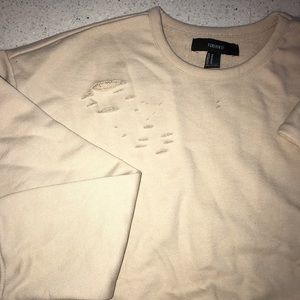 Forever 21 Crop crewneck sweatshirt with rips